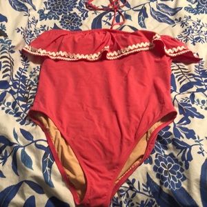 One piece pink ruff top, never worn, size 16 Jcrew